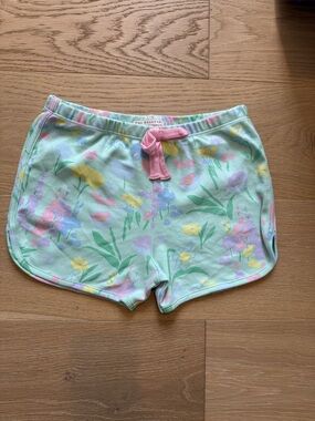 The Beaufort Bonnet Company Mint Floral Girls Shorts w/ Pink Drawstring size 10